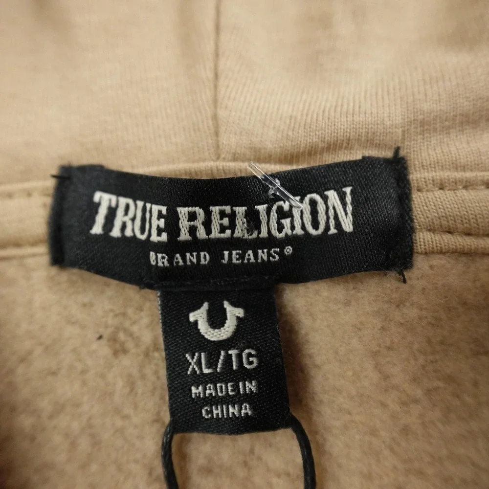 NEW True Religion Hoodie Mens XL Brown Buddha Full Zip Sweatshirt Sweater Jacket